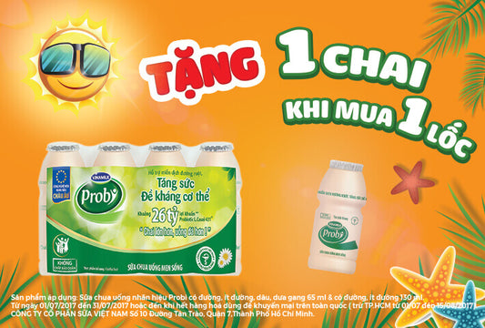 Tặng ngay 1 chai khi mua 1 lốc Sữa chua uống Probi