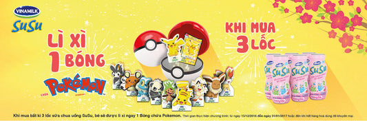 Khuyến mại hấp dẫn <br> "Lì xì 1 bóng chứa Pokemon, khi mua 3 lốc SuSu"