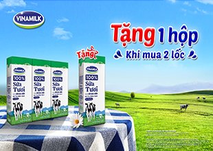 Món quà sức khỏe mùa xuân từ Sữa tươi Vinamilk 100% Khuyến mại: Mua 2 lốc tặng 1 hộp