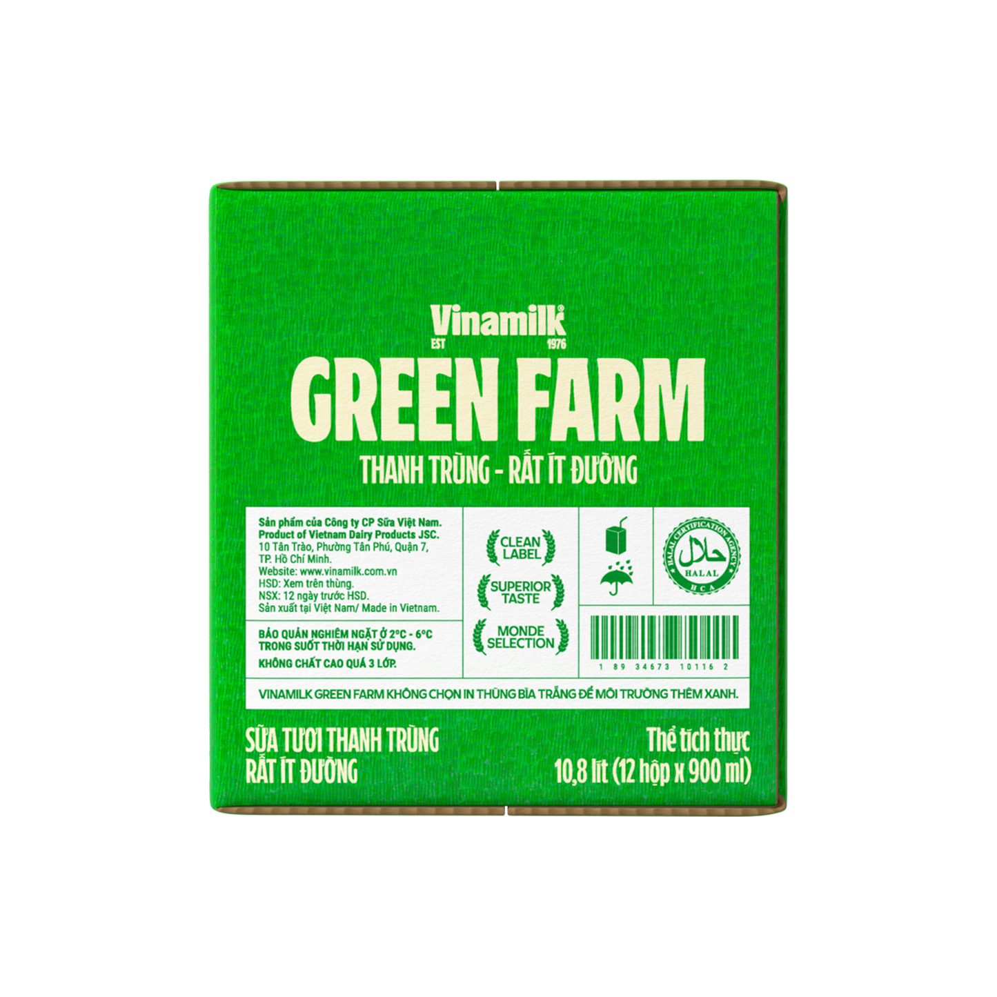 Sữa tươi thanh trùng Green Farm Rất ít đường