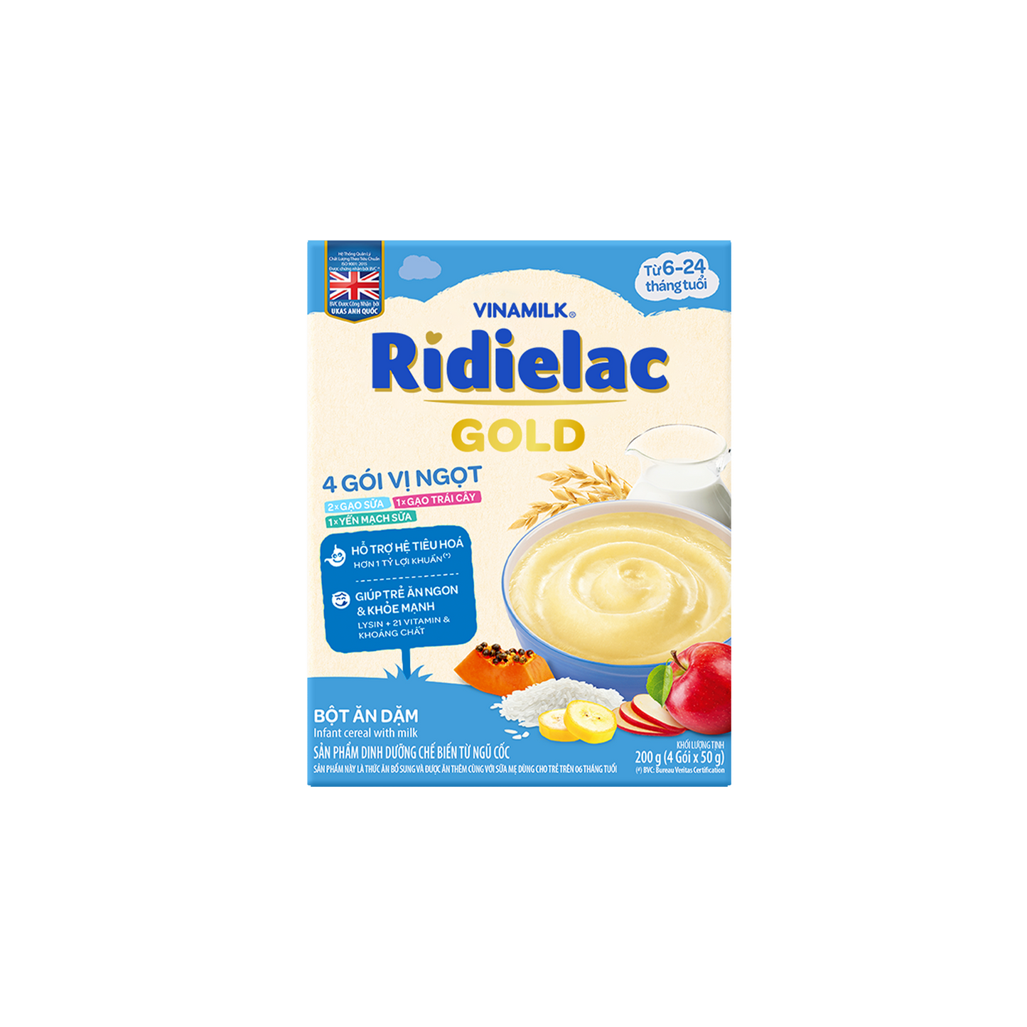 Bột ăn dặm Ridielac Gold 4 vị ngọt