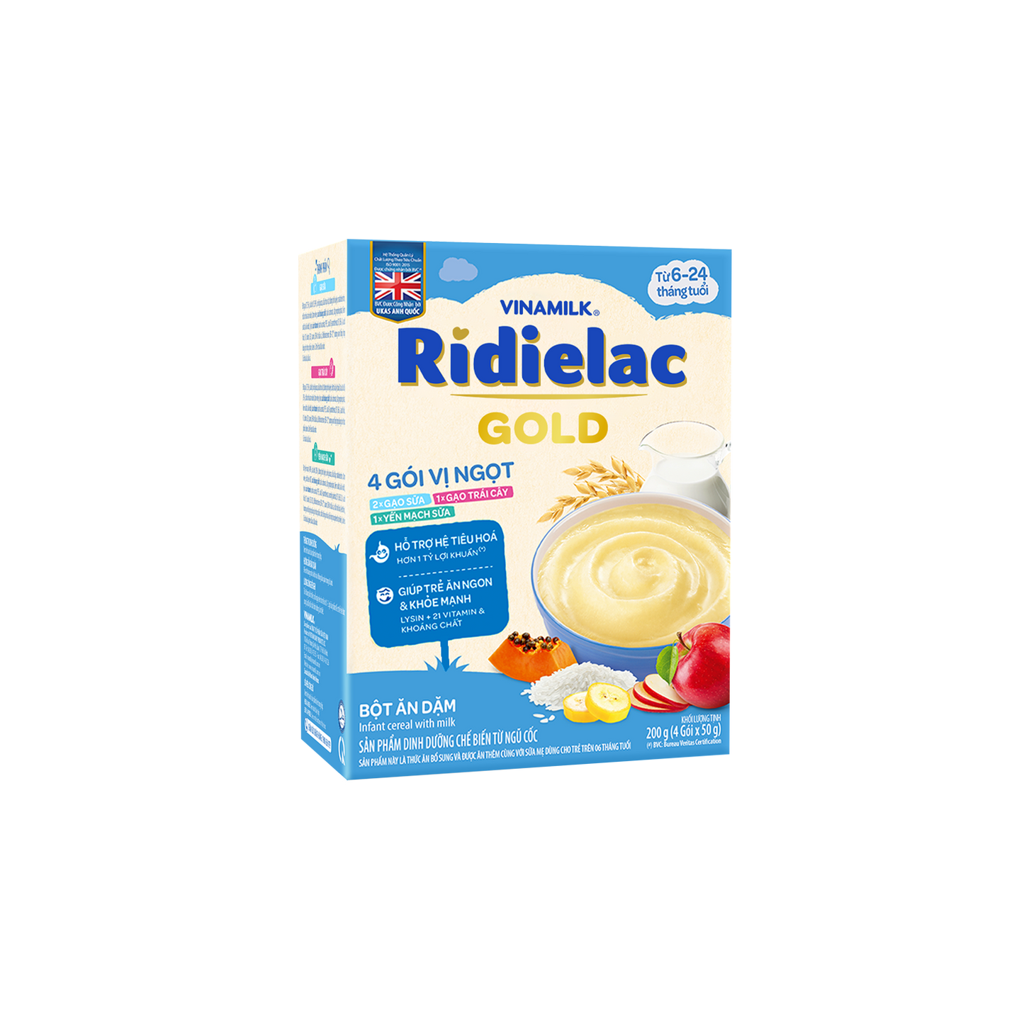 Bột ăn dặm Ridielac Gold 4 vị ngọt