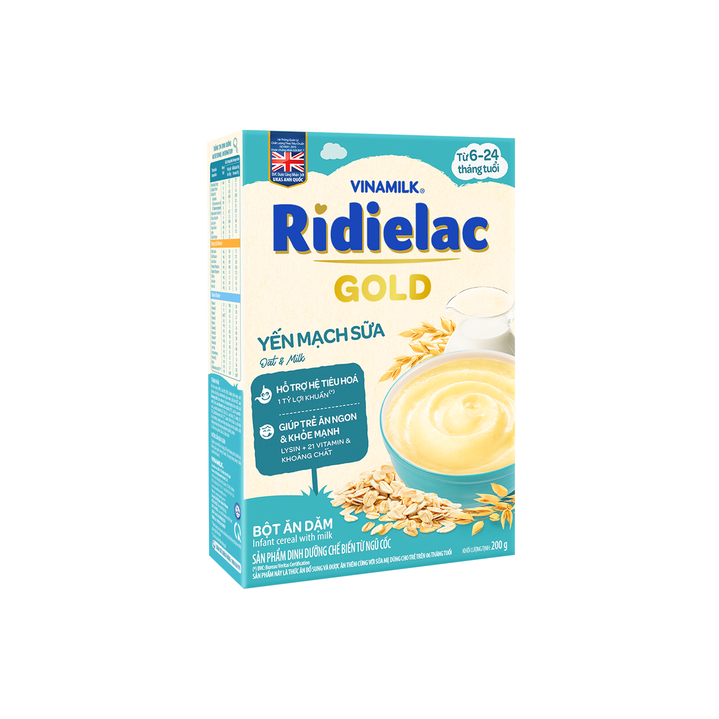 Bột ăn dặm Ridielac Gold Yến mạch Sữa